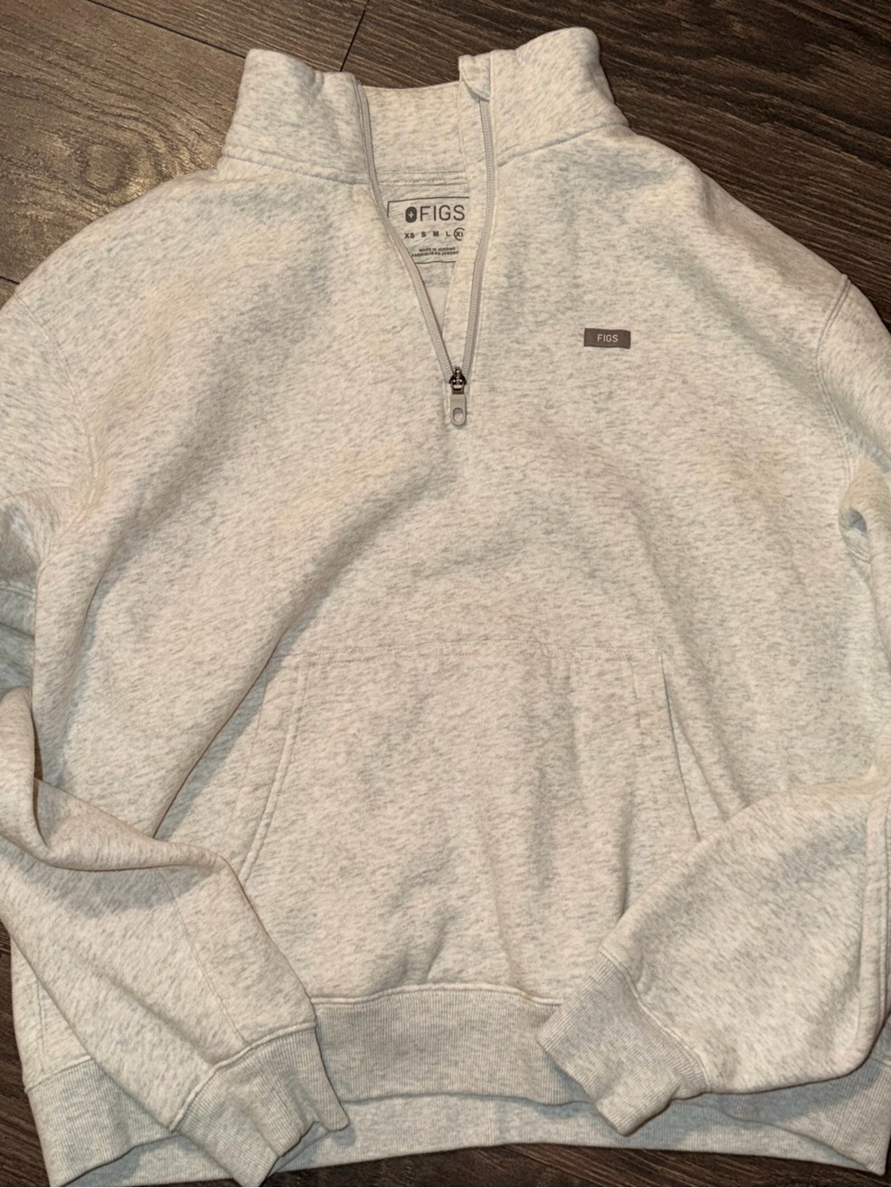 Figs Heather Light Gray Women's Quarter-Zip Pullover
